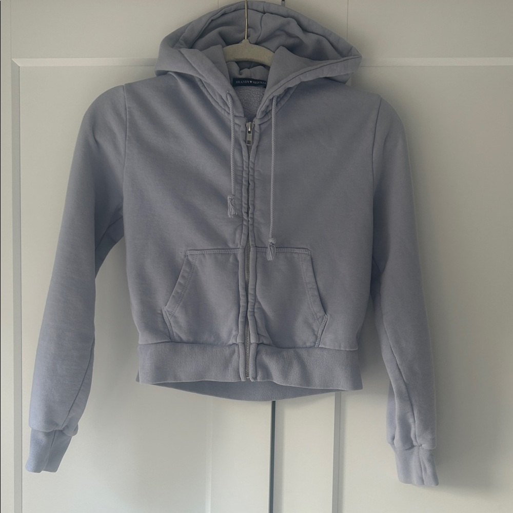 Brandy Melville Light Blue/Gray Cropped Hoodie size small